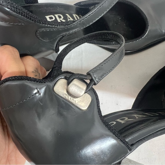 Vintage 90s Prada patent leather Mary Jane heels square toe ankle strap - Picture 6 of 11
